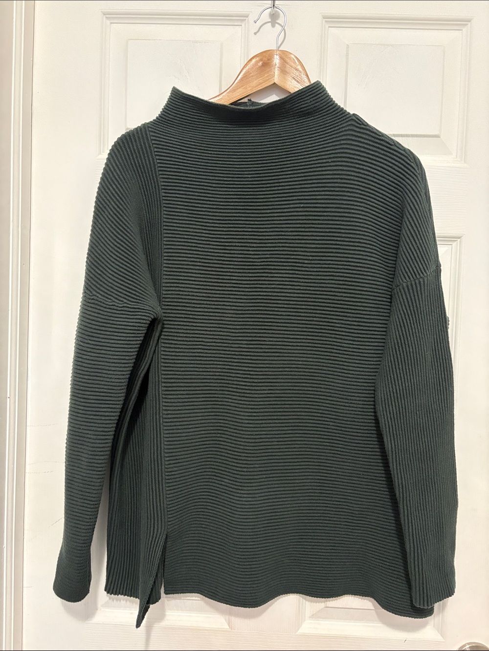 French Connection Ribbed Mock Funnel Neck Sweater - Dark Green